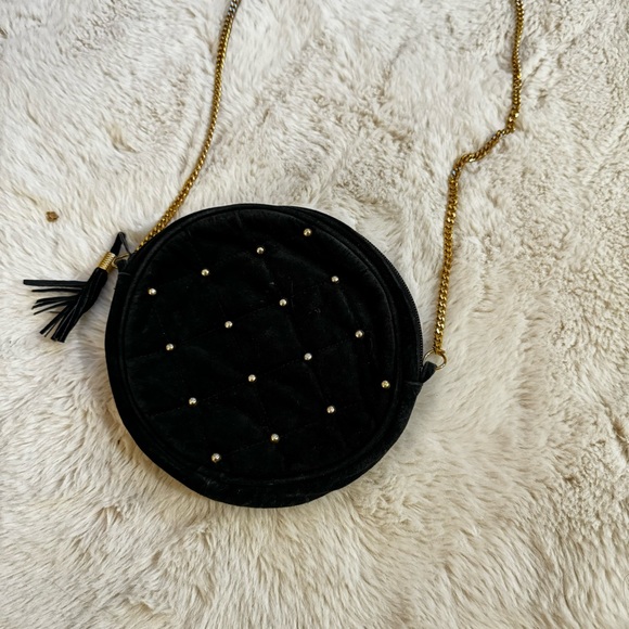 Vintage Faux Suede Bag with Gold Details - Picture 5 of 5